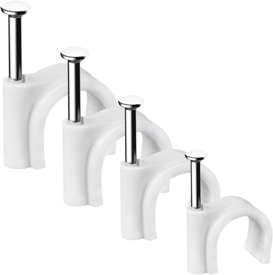 Abnii Cable Nails Clips, 400 Pcs, 4mm 6mm 8mm 10mm, Wire Wall Clips, White