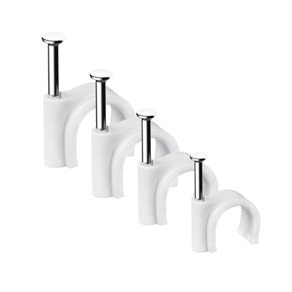 Abnii Cable Nails Clips, 400 Pcs, 4mm 6mm 8mm 10mm, Wire Wall Clips, White