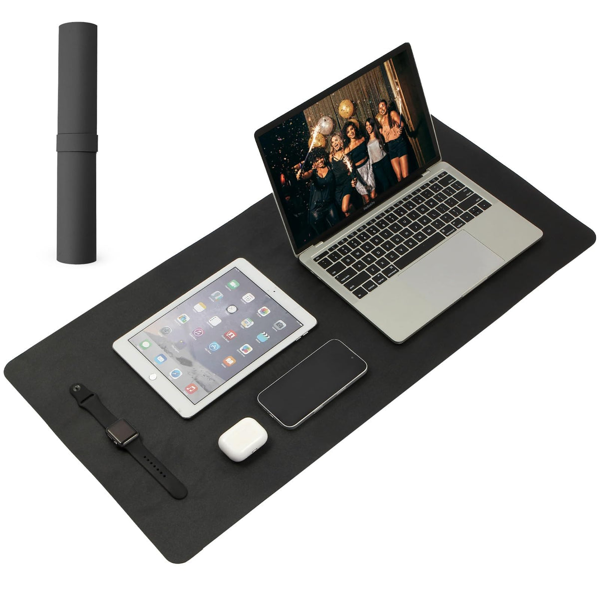 Large Office Leather Desk Mat, Large Mouse and Keyboard Pad, Laptop Pad, Desktop Protector(Black, 31.5 in. x 15.7 in.)