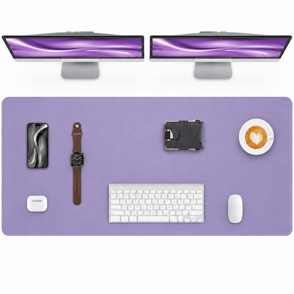 AFIING Desk Pad Protector 23.6" x 13.7" - Non-Slip Waterproof PU Leather Desk Mat for Mouse, Keyboard, Laptop, Office and Home Workspace (Beige)