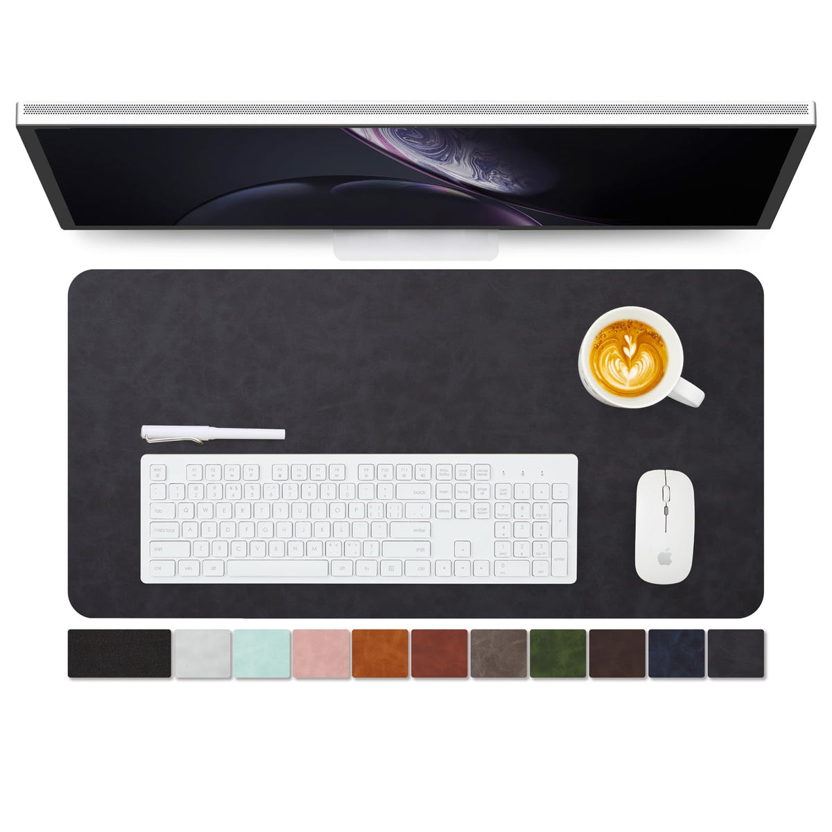 Distressed Leather Desk Mat - Non-Slip PU Desk Pad for Office and Home - Desk Organization and Accessories - Ideal for Large Mouse Pad and Desk Mats on Top of Desks(Espresso,31.5"x 15.7")