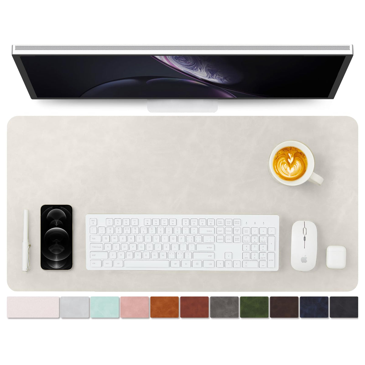 Distressed Leather Desk Mat - Non-Slip PU Desk Pad for Office and Home - Desk Organization and Accessories - Ideal for Large Mouse Pad and Desk Mats on Top of Desks(Espresso,31.5"x 15.7")