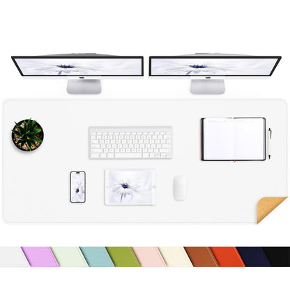 AFIING Large Desk Mat, 47" x 17",Black,Leather Desk Pad Protector for Mouse