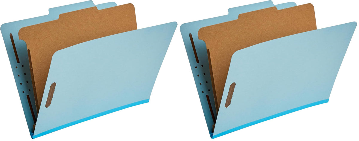 Amazon Basics Classification File Folders, 1 Divider, 2-Inch Embedded Fasteners, Letter Size for Documents, Light Green, 10-Pack