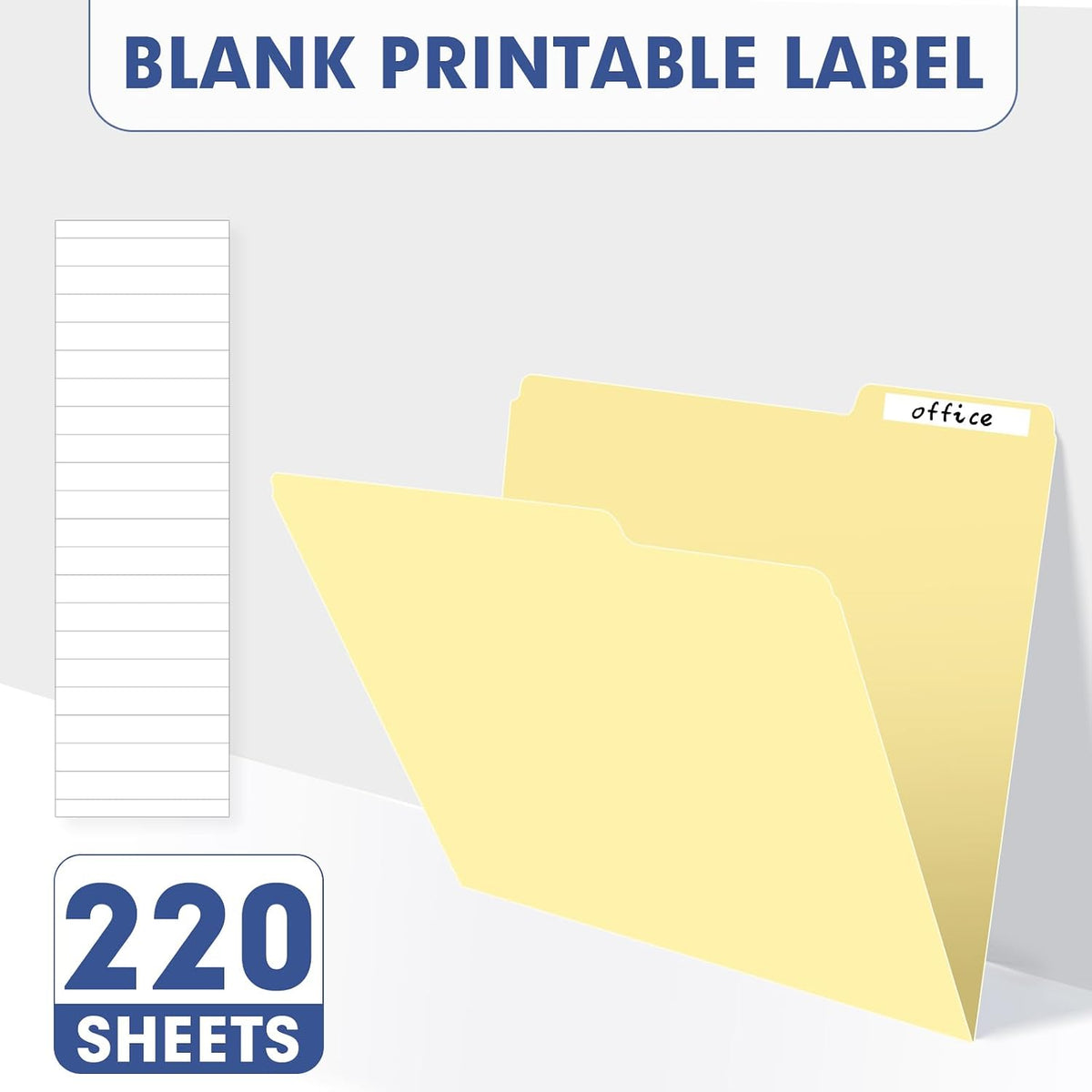 PANDRI Colored File Folders, 220 Pack 1/3 Cut Tab File Folder, Manila