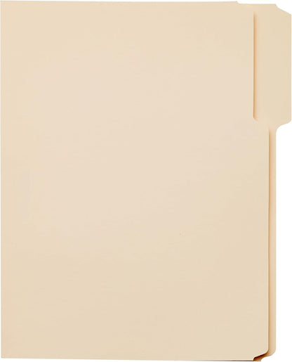 Amazon Basics Sturdy File Folders with Reinforced Tabs for Filing and Organization, 1/3-Cut Tab, Assorted Positions, Letter Size, 8.5x11 inches, Manila, 100-Pack