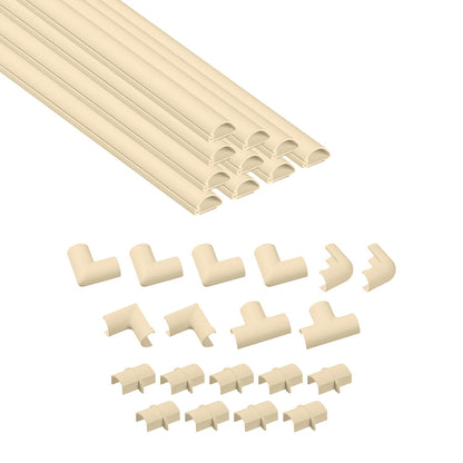 D-Line 157in Cord Cover Kit, Self-Adhesive Wire Hiders, Paintable Cable Raceway to Hide Wires on Wall, Electrical Cable Management - 10x 15.7 Lengths & 19 Accessories - 1.18" (W) x 0.59" (H) - White