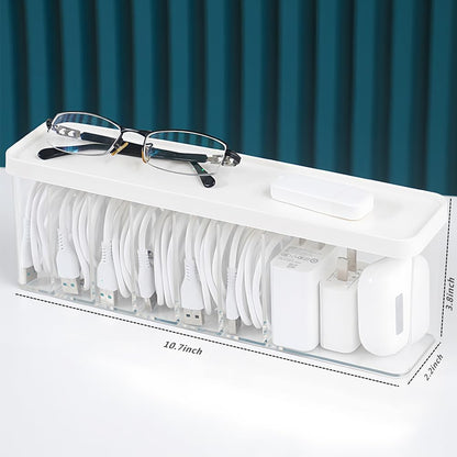 Charger Cable Cord Storage Organizer Box - Easy Storage Without Cable Ties