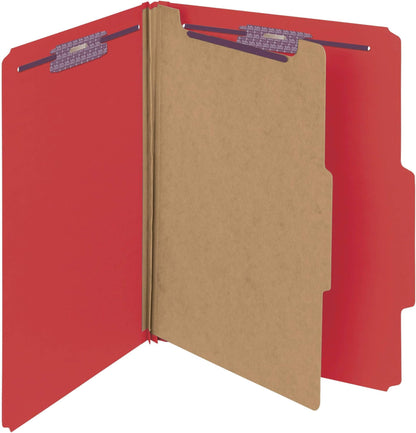 Smead Pressboard Classification File Folder with SafeSHIELD Fasteners, 1 Divider, 2" Expansion, Letter Size, Blue, 10 per Box (13730) (Pack of 1)