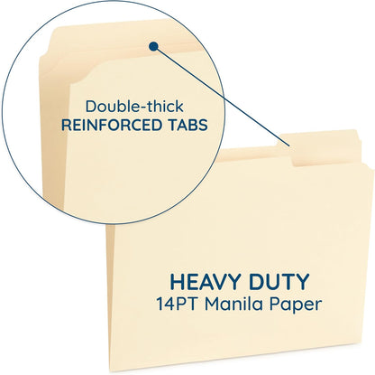 Blue Summit Supplies 100 Heavy Duty Manila File Folders, Letter Size, 14pt