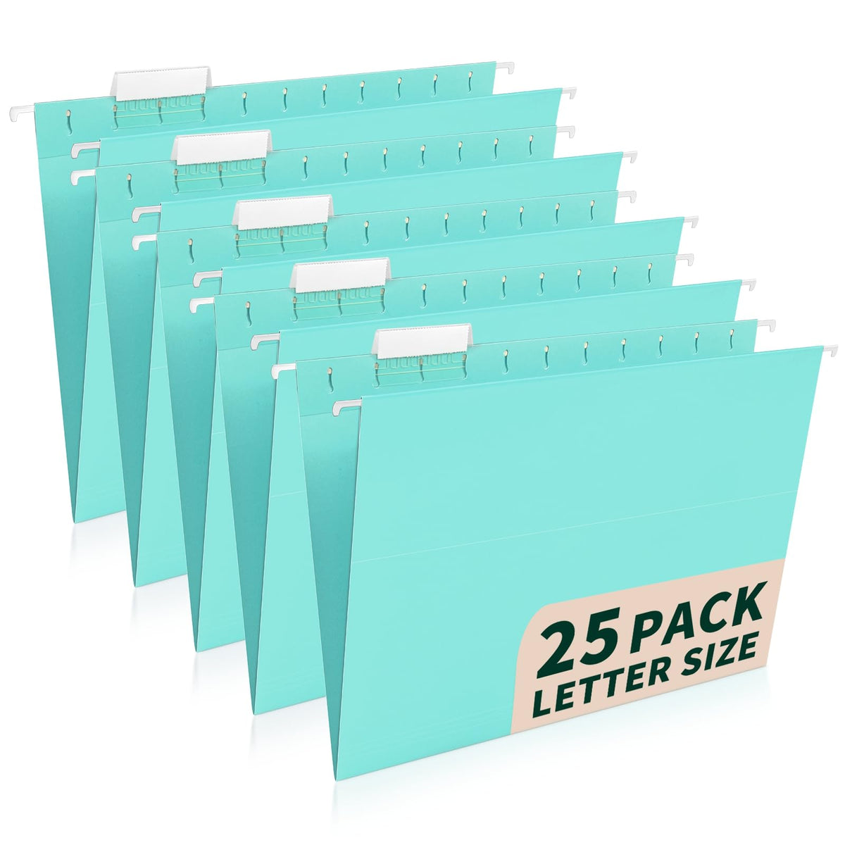 25-Pack Pastel Hanging File Folders, Letter Size with 1/5-Cut Tabs, 35 Transparent Label Cards, 50 Sticker Labels–Home Office & Filing Cabinets