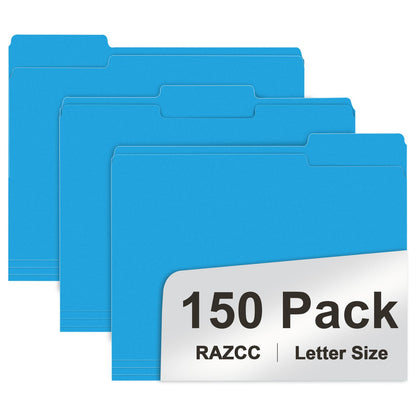File Folder, RAZCC 150 Pack 1/3 Cut Tab File Folders Letter Size, Manila Folders, Folders with Tab, Great for Organizing and Easy File Storage