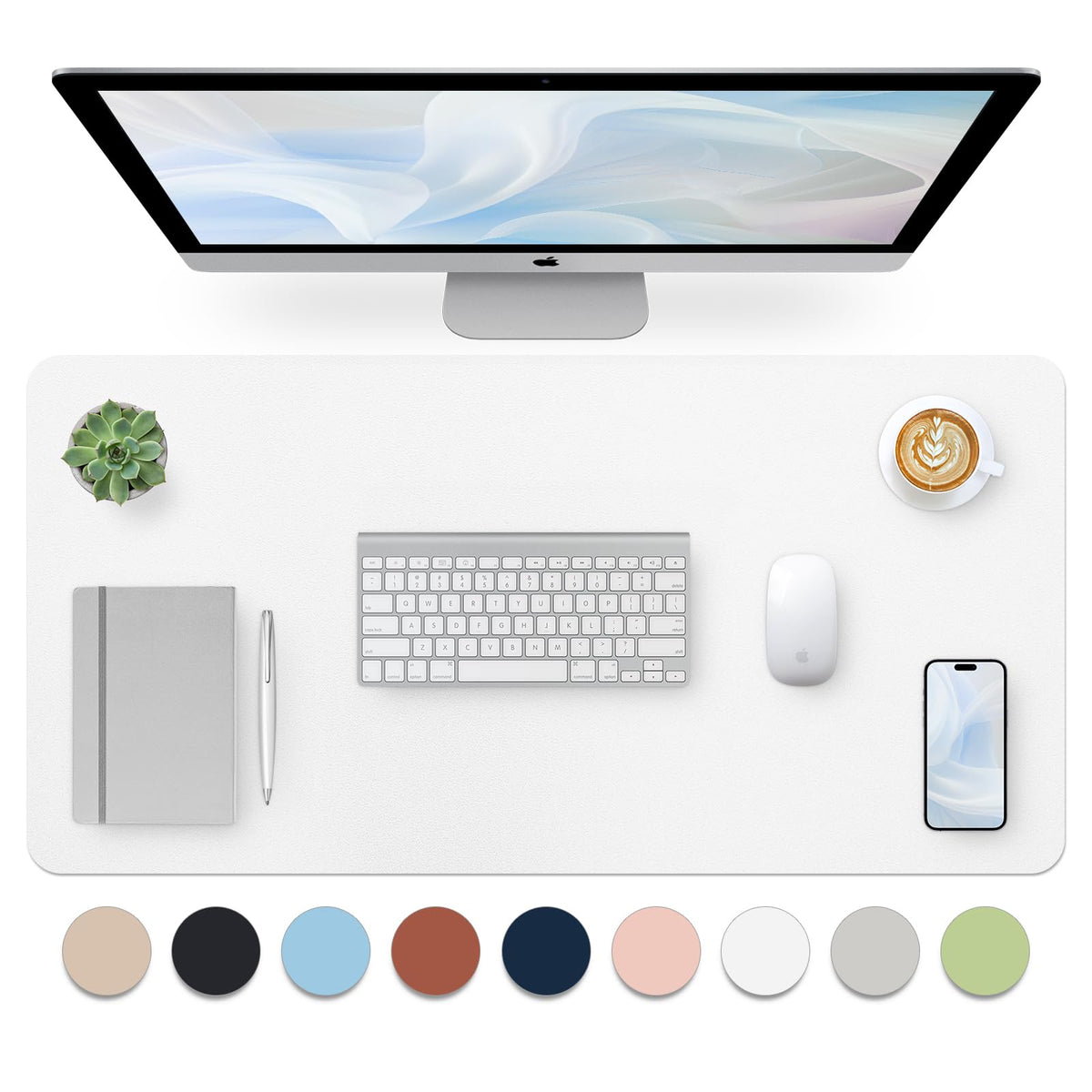 Bloss Green Desk Mat, Desk Matt for Desktop, Large Leather Desk Pad, Desk Pad Mat Waterproof, Computer Mat for Office Work/Home/Decor (31.5 x 15.7 Inches)