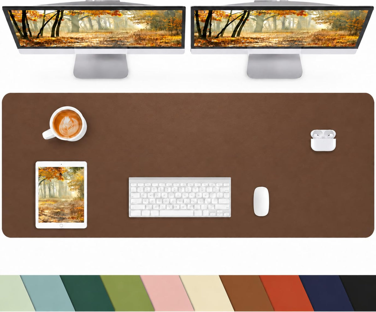 Leather Desk Pad Protector, Office Desk Mat, Large Mouse Pad, Non-Slip PU Leather Desk Blotter, Laptop Desk Pad Desk Accessories for Office and Home (Black, 40" x 17")