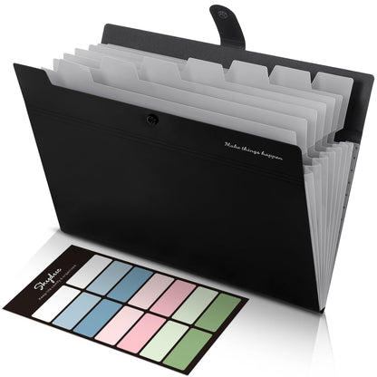 SKYDUE Expanding File Organizer with 8 Pockets, Accordion File Folders with Labels, Portable Document Paper Bill Receipt Organizer, Home College School Office Supplies, Letter Size,Milk Tea Brow