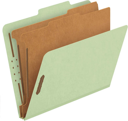 Pendaflex Recycled Classification File Folders, 2 Dividers, 2" Embedded Fasteners, 2/5 Tab Cut, Letter Size, Red (24075R), Specialty, Box of 10