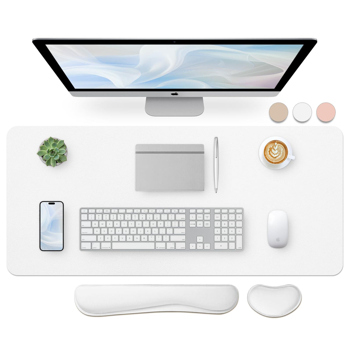 Bloss Green Desk Mat, Desk Matt for Desktop, Large Leather Desk Pad, Desk Pad Mat Waterproof, Computer Mat for Office Work/Home/Decor (31.5 x 15.7 Inches)