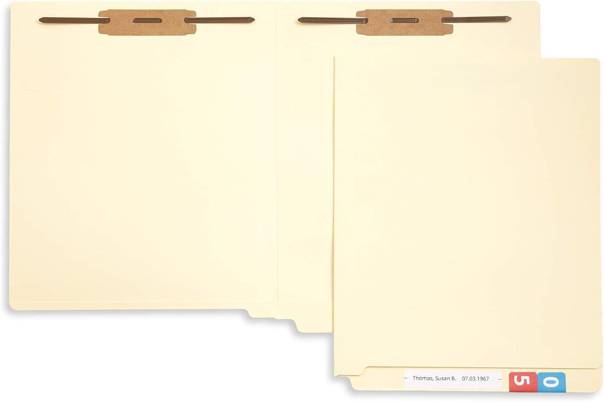 Blue Summit Supplies 50 End Tab Fastener File Folders, Heavy Duty, Manila
