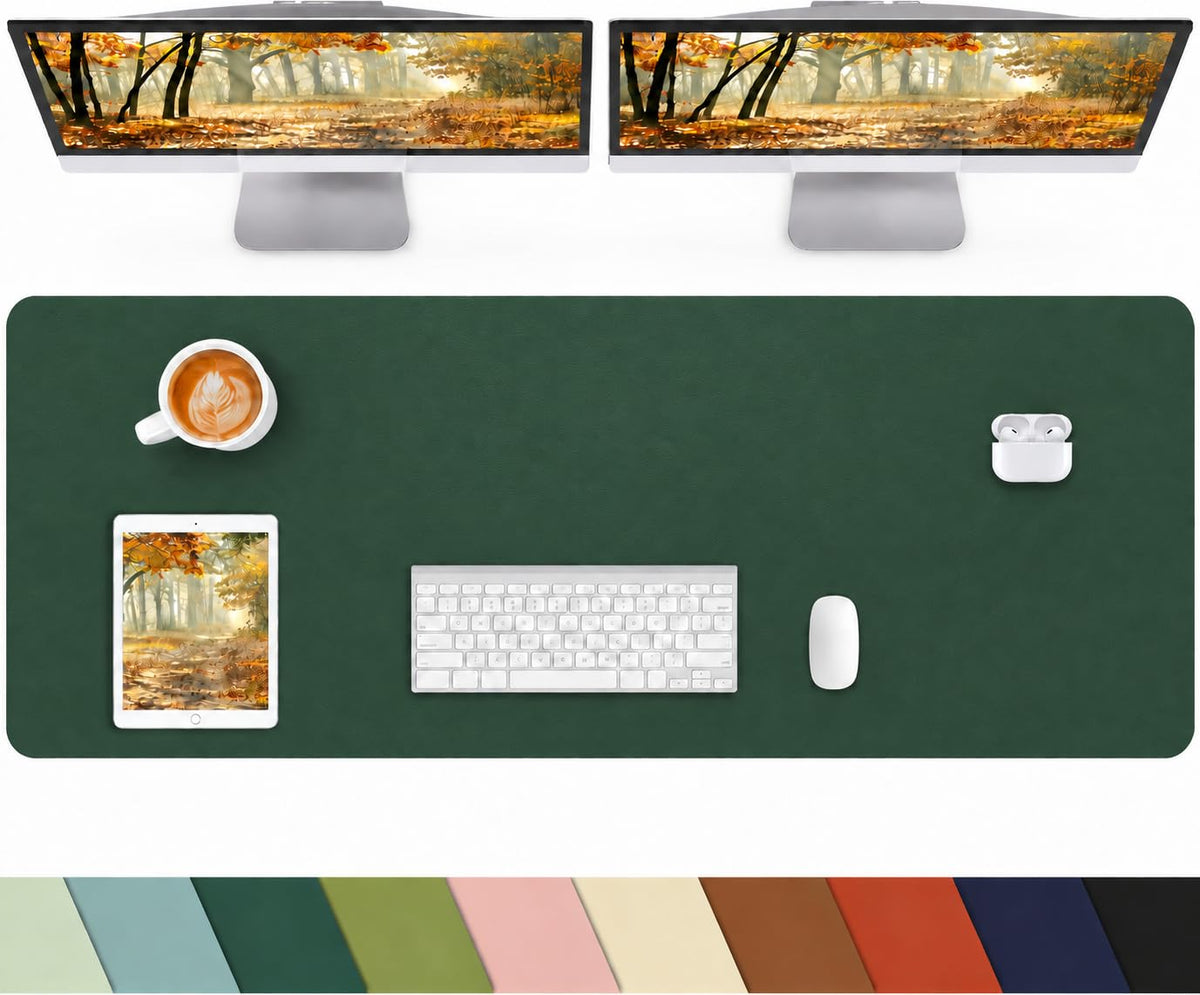 Leather Desk Pad Protector, Office Desk Mat, Large Mouse Pad, Non-Slip PU Leather Desk Blotter, Laptop Desk Pad Desk Accessories for Office and Home (Black, 40" x 17")