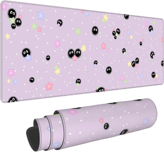Cute Purple Mouse Pad,Large Kawaii Gaming Desk Mat 31.5 x 12 in