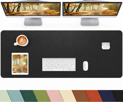 Leather Desk Pad Protector, Office Desk Mat, Large Mouse Pad, Non-Slip PU Leather Desk Blotter, Laptop Desk Pad Desk Accessories for Office and Home (Black, 40" x 17")