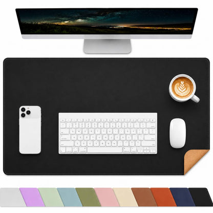 AFIING Large Desk Mat, 47" x 17",Black,Leather Desk Pad Protector for Mouse