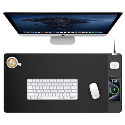 TopMade Mouse Pad with 15W Fast Wireless Charging, 31.5"x15.75" XXL Large Gaming Waterproof Desk Pad with Ultra-Smooth Surface, Non-Slip Base, Computer Desk Mat for MacBook, PC, Laptop, Black