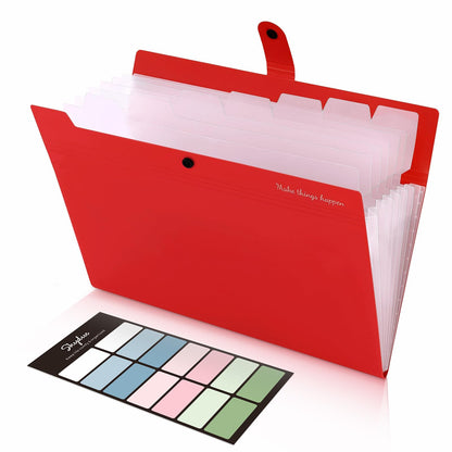 SKYDUE Expanding File Folders with 8 Pockets, Accordion File Organizer with Labels, Portable Paper Bill Receipt Organizer, Letter Size, Home School Office Supplies, Olive Green
