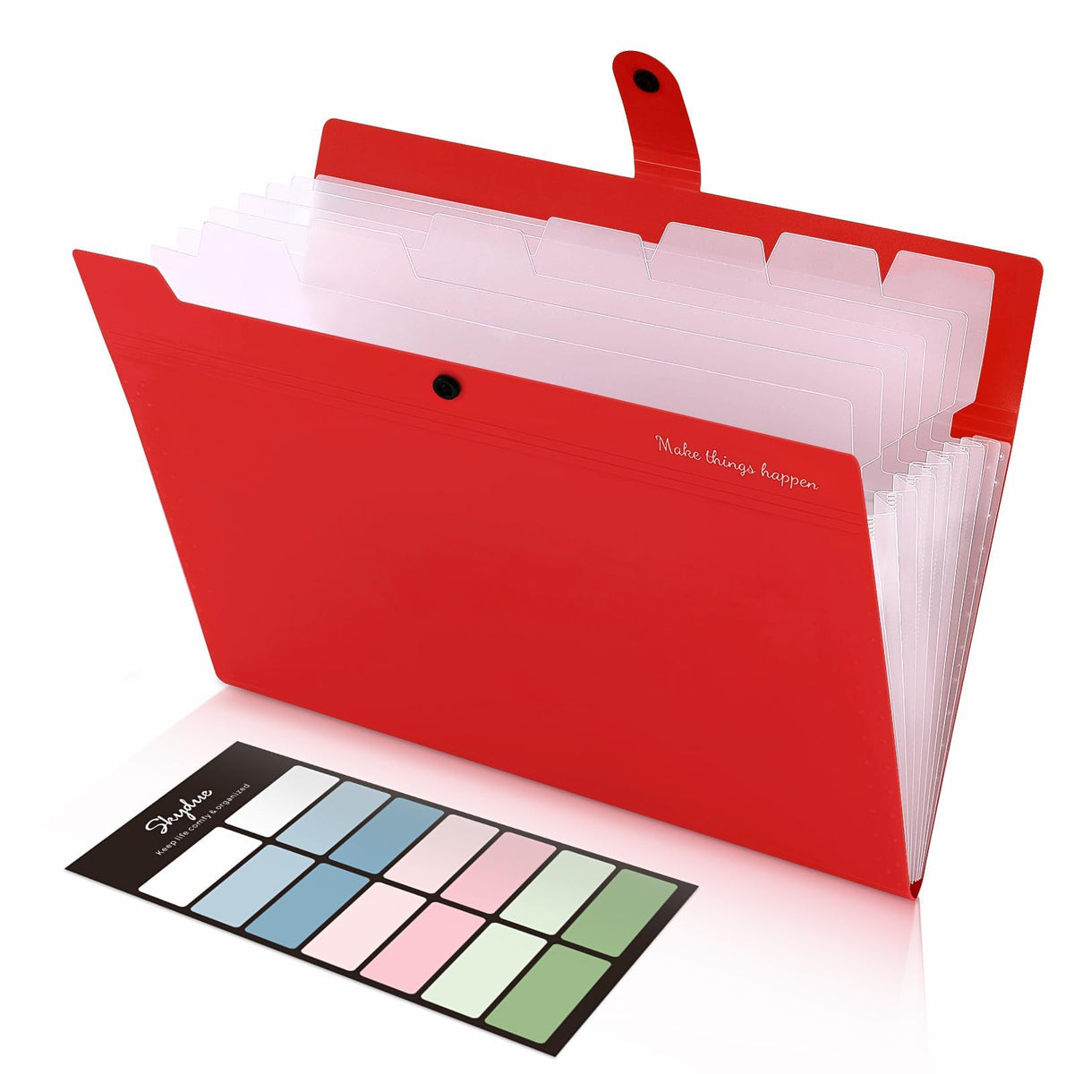 SKYDUE Expanding File Organizer with 8 Pockets, Accordion File Folders with Labels, Portable Document Paper Bill Receipt Organizer, Home College School Office Supplies, Letter Size,Milk Tea Brow