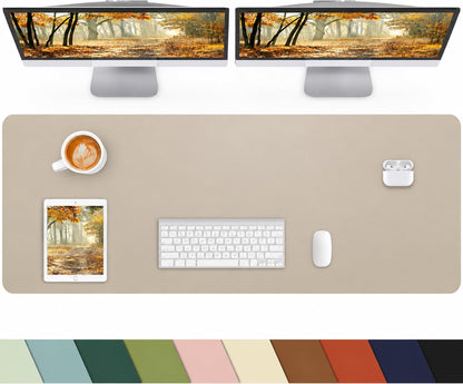 Leather Desk Pad Protector, Office Desk Mat, Large Mouse Pad, Non-Slip PU Leather Desk Blotter, Laptop Desk Pad Desk Accessories for Office and Home (Black, 40" x 17")