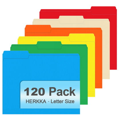 File Folder, HERKKA 120 Pack 1/3 Cut Tab File Folders, File Folders Great for Organizing and Filing, Letter Size, Light Blue