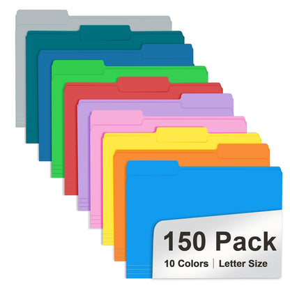File Folder, RAZCC 150 Pack 1/3 Cut Tab File Folders Letter Size, Manila Folders, Folders with Tab, Great for Organizing and Easy File Storage