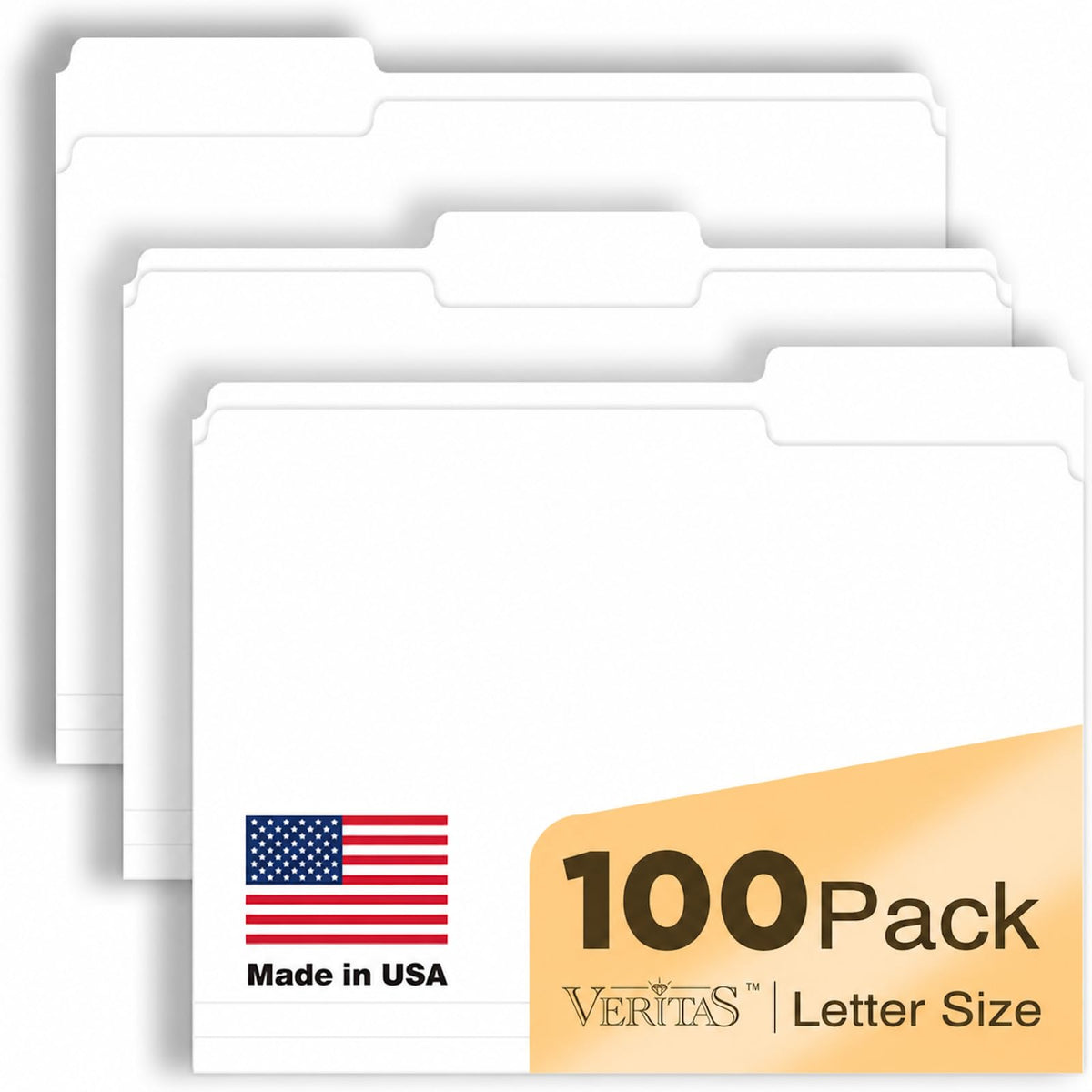 Manilla Folders 8.5 x 11 File Folders Letter Size Manila Folder with 1/3 Cut Tab 100 Pack Paper Folders for Office, School, Home, Business Filing Supplies Made in USA
