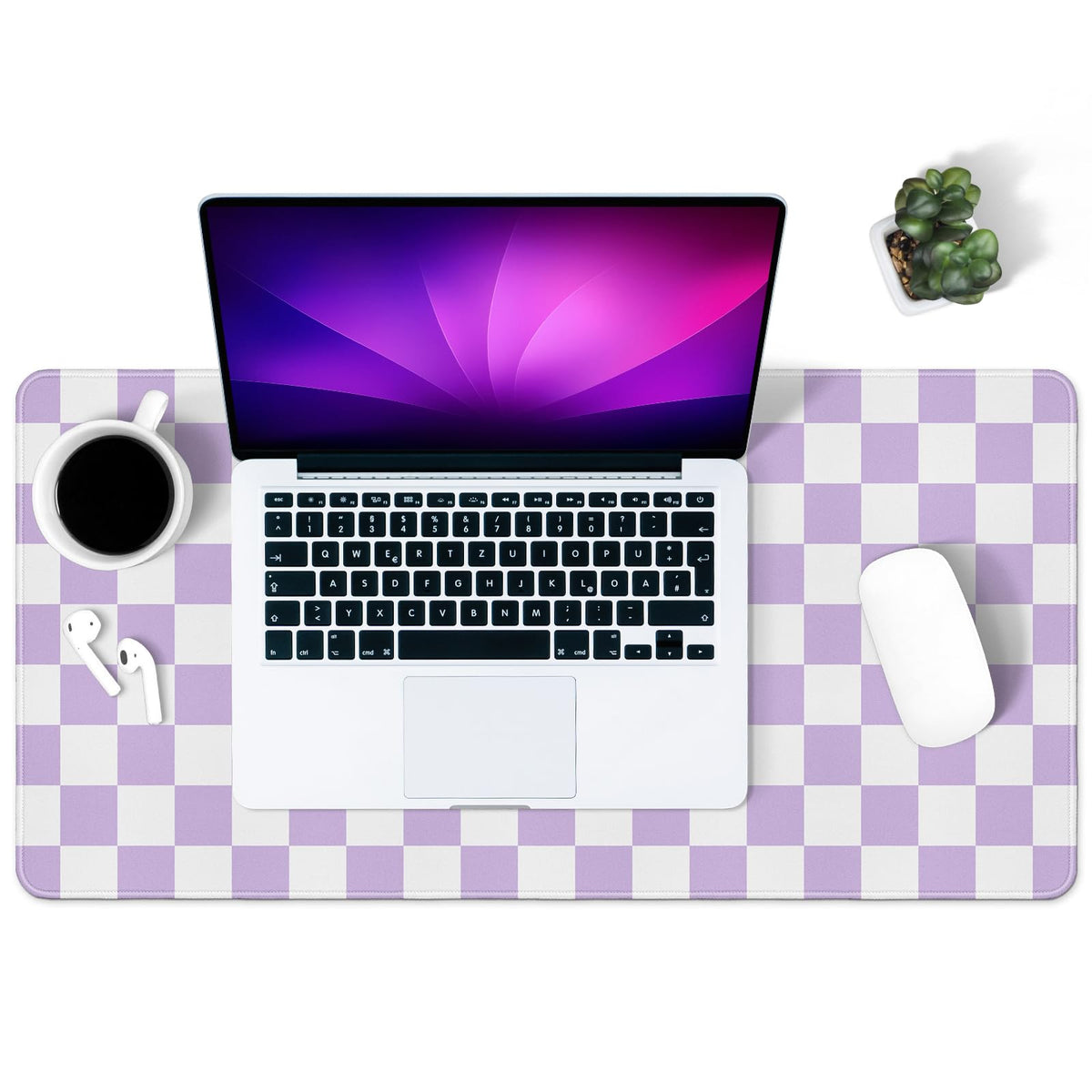 Green Striped Desk Mat Large Mouse Pad Cute Desk Pad Keyboard Computer Mat