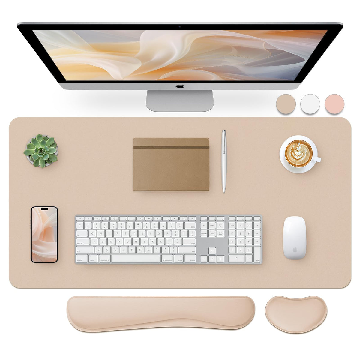 Bloss Green Desk Mat, Desk Matt for Desktop, Large Leather Desk Pad, Desk Pad Mat Waterproof, Computer Mat for Office Work/Home/Decor (31.5 x 15.7 Inches)