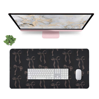 Pink Desk Mat, Mouse Pad Bows Computer Desk Mat Girl Office Decor 31.5x11.8