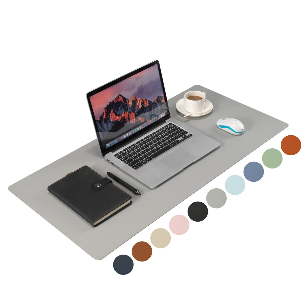 Leather Desk Pad,Wolaile 36x17 inch Large Mouse Pad,Waterproof Non-Slip Writing Desk Blotter,Computer Mat Desktop Protector for Office Home,Black