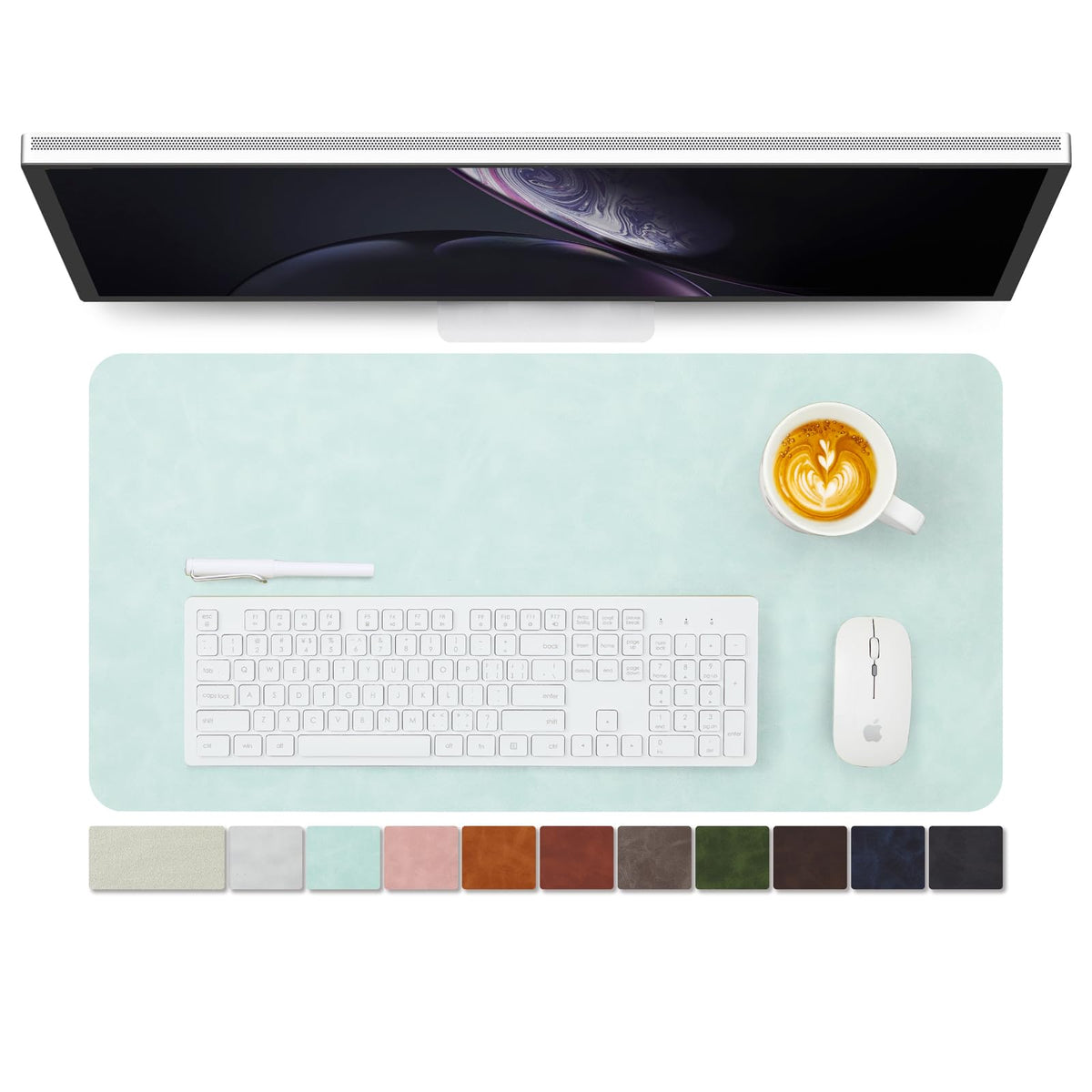 Distressed Leather Desk Mat - Non-Slip PU Desk Pad for Office and Home - Desk Organization and Accessories - Ideal for Large Mouse Pad and Desk Mats on Top of Desks(Espresso,31.5"x 15.7")