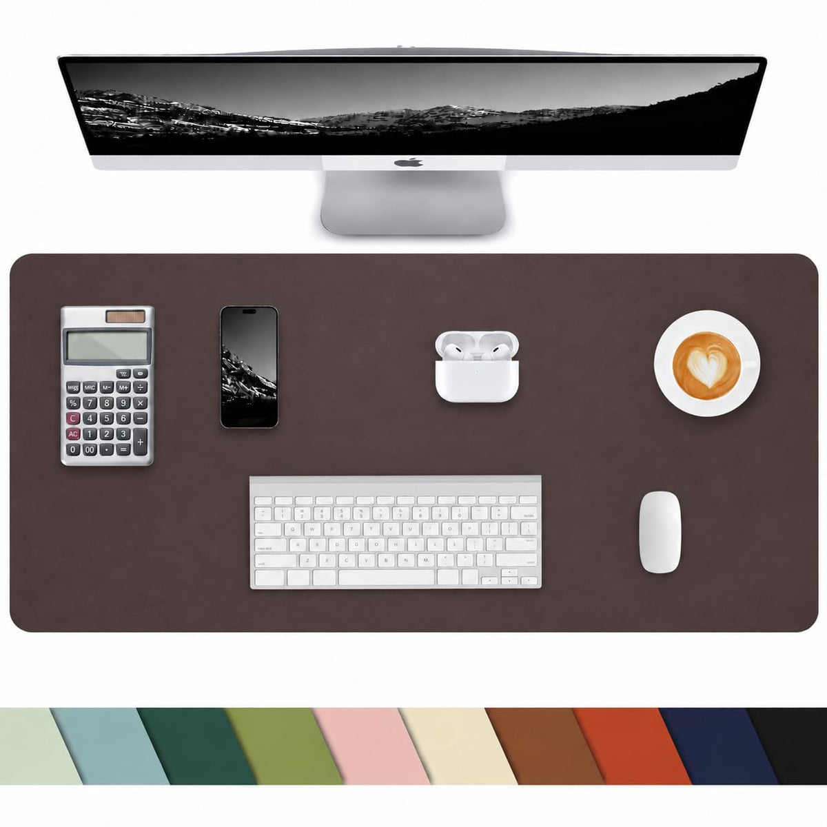 Leather Desk Pad Protector, Office Desk Mat, Large Mouse Pad, Non-Slip PU Leather Desk Blotter, Laptop Desk Pad Desk Accessories for Office and Home (Black, 40" x 17")