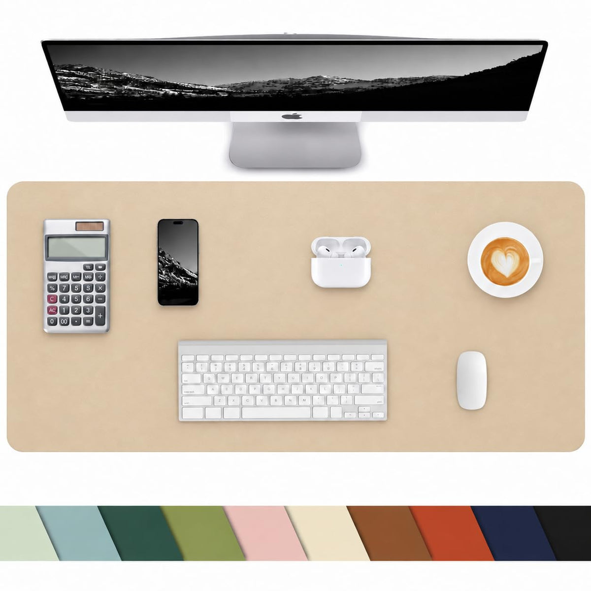 Leather Desk Pad Protector, Office Desk Mat, Large Mouse Pad, Non-Slip PU Leather Desk Blotter, Laptop Desk Pad Desk Accessories for Office and Home (Black, 40" x 17")