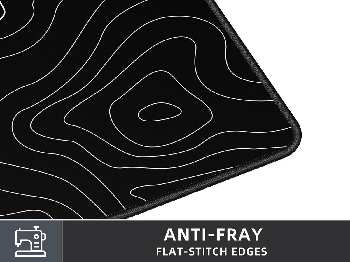 Rinaze Extra Large Gaming Mouse Pad with Black Topographic, XXL Mousepad, Big Mouse Mat Desk Pad, Non Slip Keyboard Pad for Gaming Computer Laptop PC Office Desk Accessories