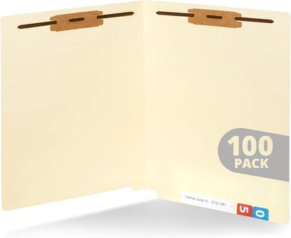 Blue Summit Supplies 100 End Tab Fastener File Folders, Manila