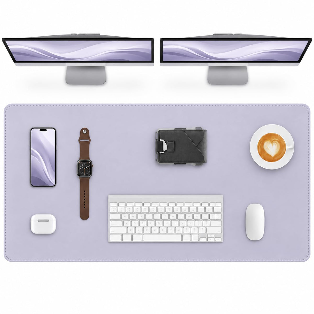 AFIING Desk Pad Protector 23.6" x 13.7" - Non-Slip Waterproof PU Leather Desk Mat for Mouse, Keyboard, Laptop, Office and Home Workspace (Beige)
