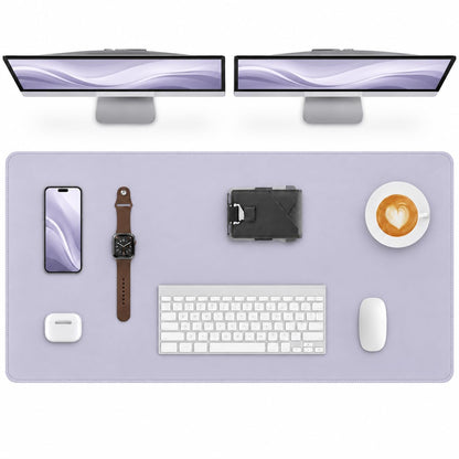 AFIING Desk Pad Protector 23.6" x 13.7" - Non-Slip Waterproof PU Leather Desk Mat for Mouse, Keyboard, Laptop, Office and Home Workspace (Beige)