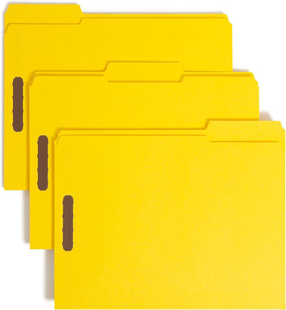 Smead Blue Fastener File Folders with Prongs, 3 Tab Letter Size
