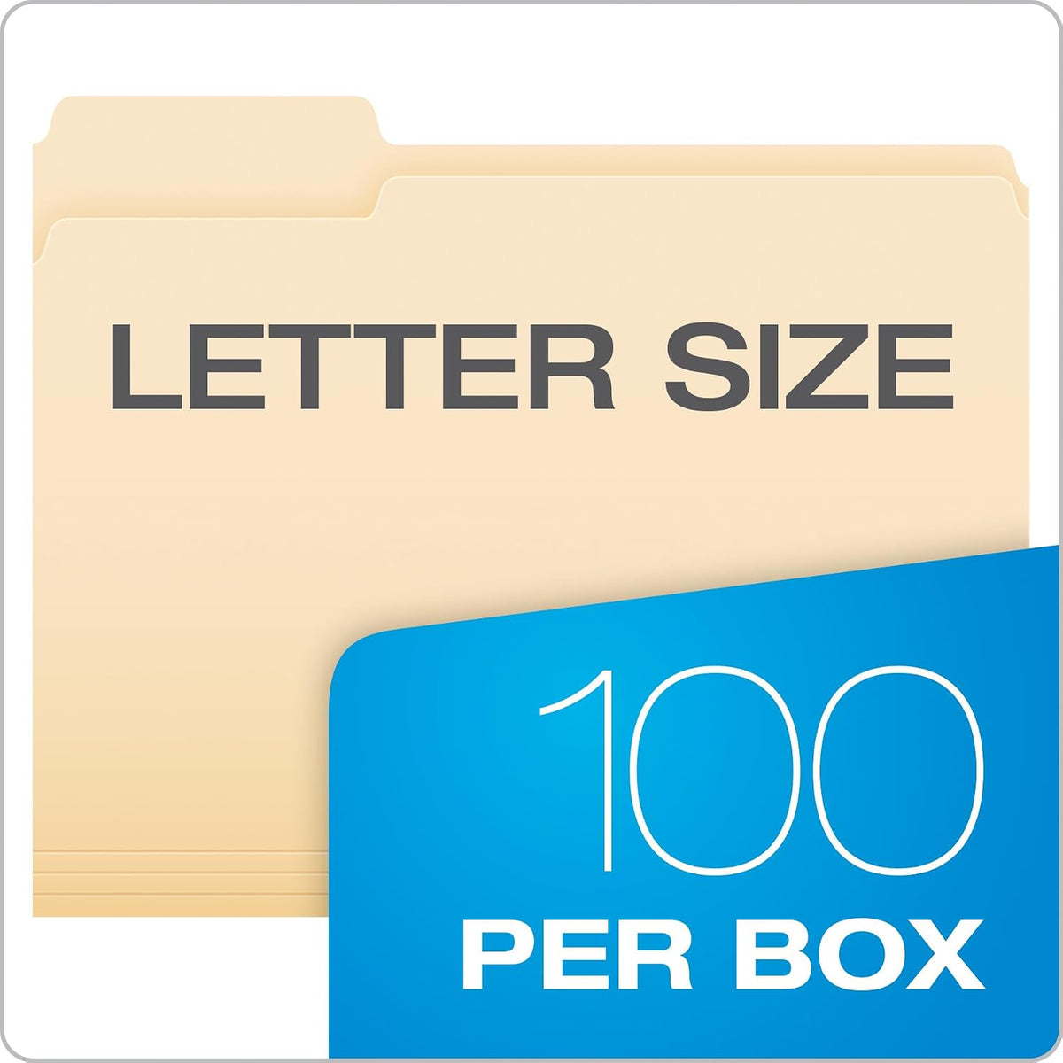 Island File Folder, Manila 1/3 Cut, Letter Size, 100 Count (370 1/3)
