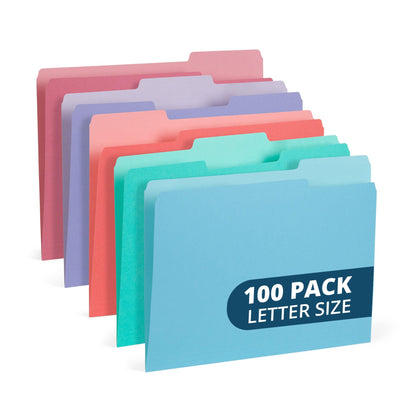 Blue Summit Supplies 100 File Folders, Letter Size, Two-Tone Orange
