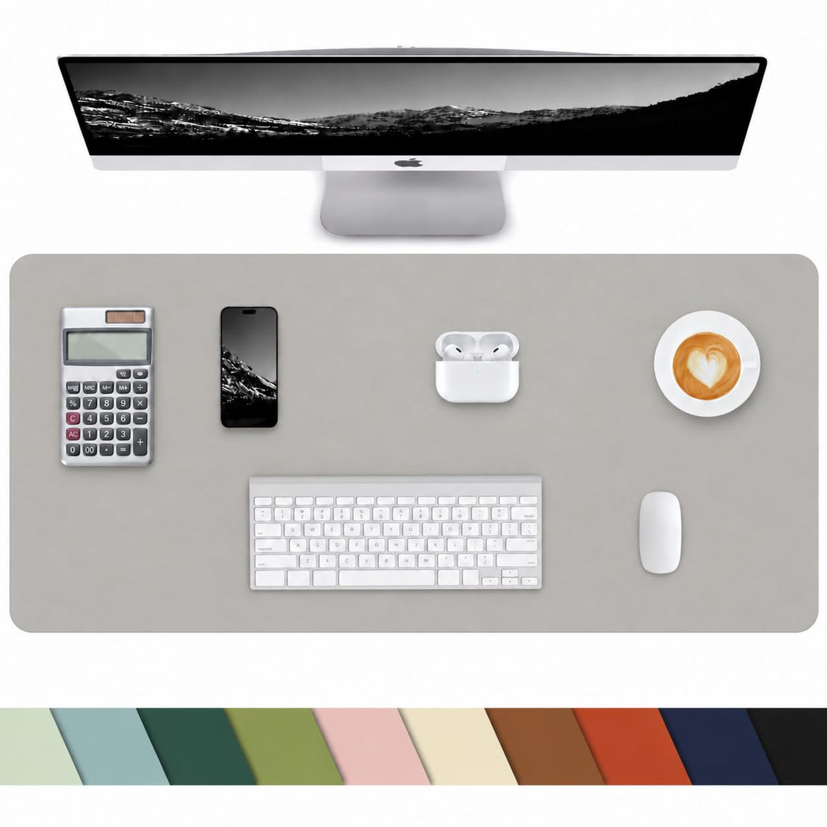 Leather Desk Pad Protector, Office Desk Mat, Large Mouse Pad, Non-Slip PU Leather Desk Blotter, Laptop Desk Pad Desk Accessories for Office and Home (Black, 40" x 17")