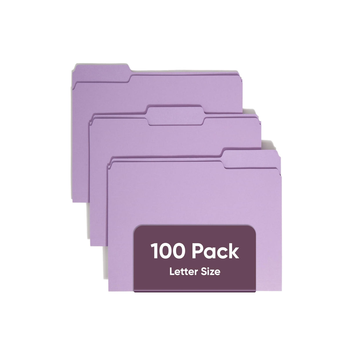 Smead Standard File Folders, 100 Count, Purple, 1/3-Cut Tabs, Letter Size (13043)