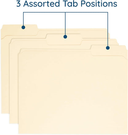 Blue Summit Supplies 100 Heavy Duty Manila File Folders, Letter Size, 14pt